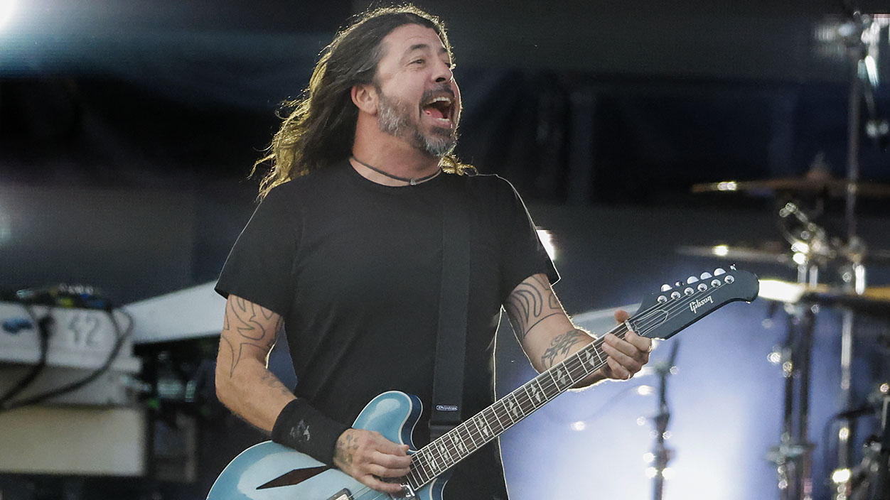 Boston, MA - July 21: Dave Grohl plays with the Foo Fighters at Fenway Park. (Photo by Matthew J. Lee/The Boston Globe via Getty Images)