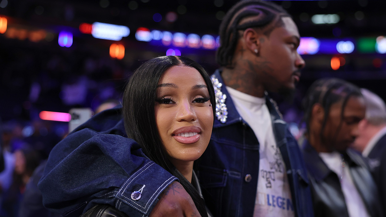 NEW YORK, NEW YORK - MAY 12: NFL Player Stefon Diggs (R) and rapper Cardi B (L) celebrate after Game Four of the Eastern Conference Second Round NBA Playoffs between the Boston Celtics and the New York Knicks at Madison Square Garden on May 12, 2025 in New York City. NOTE TO USER: User expressly acknowledges and agrees that, by downloading and or using this photograph, User is consenting to the terms and conditions of the Getty Images License Agreement. (Photo by Elsa/Getty Images)